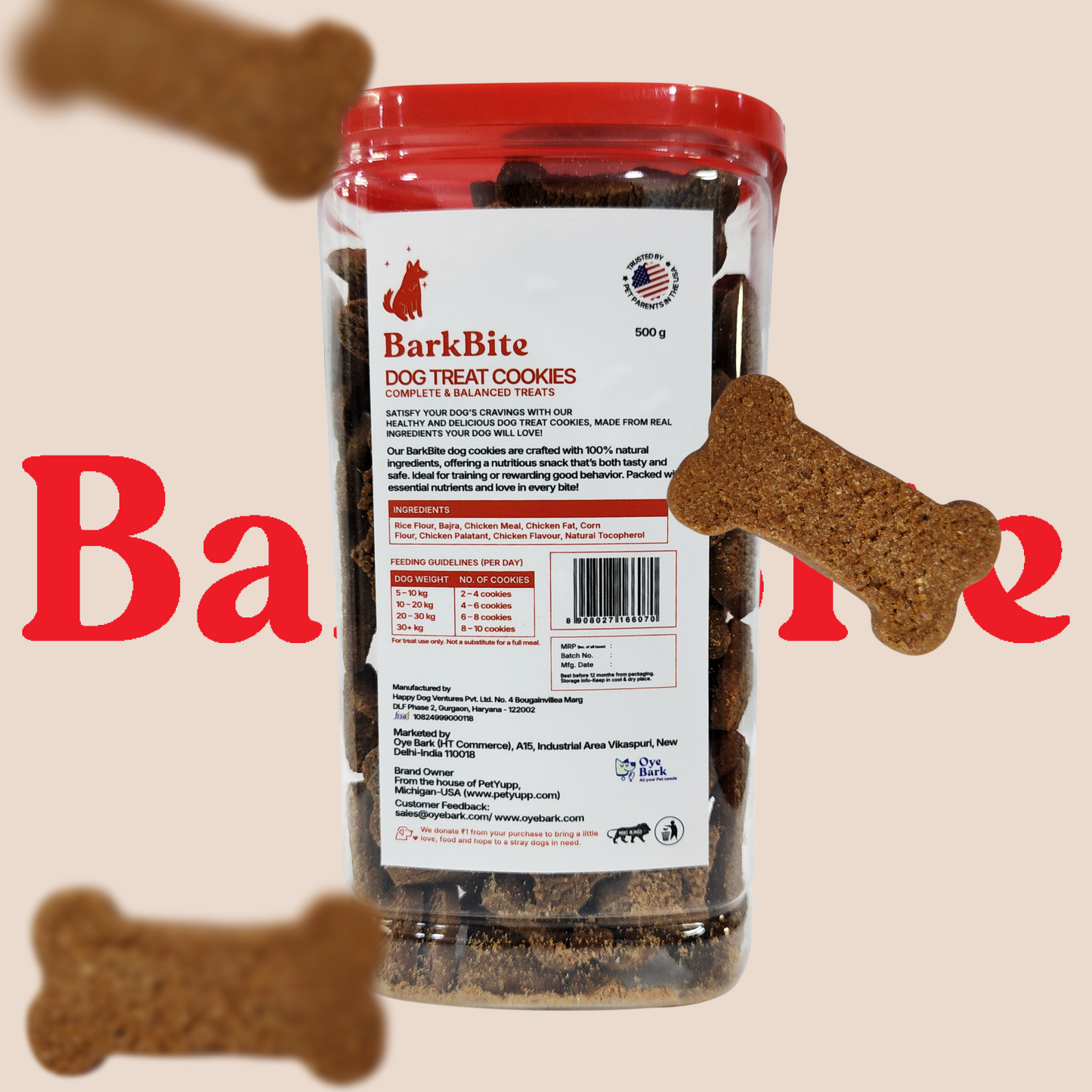 BarkBite Dog Treats - Cookies (500g)